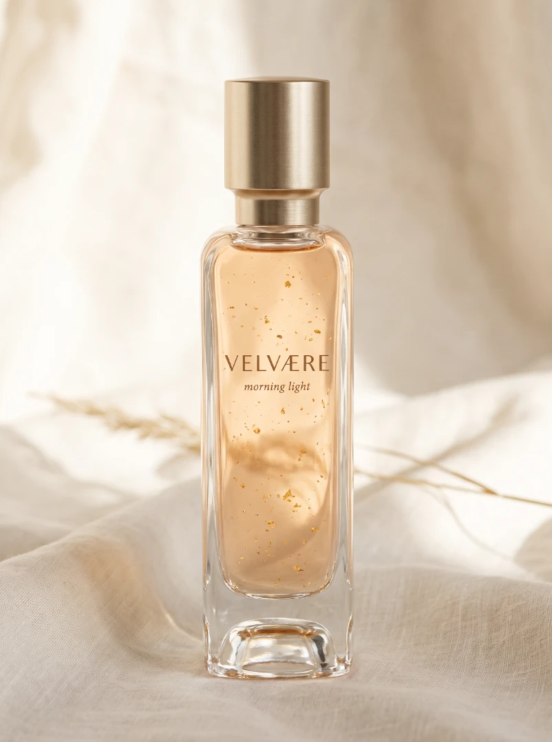 Velvaère bottle with golden essence